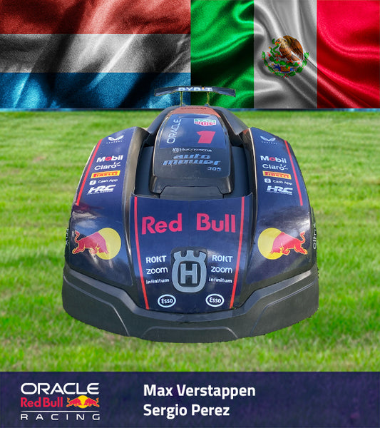 Red Bull stickers voor Husqvarna Automower en Gardena Sileno robotmaaiers